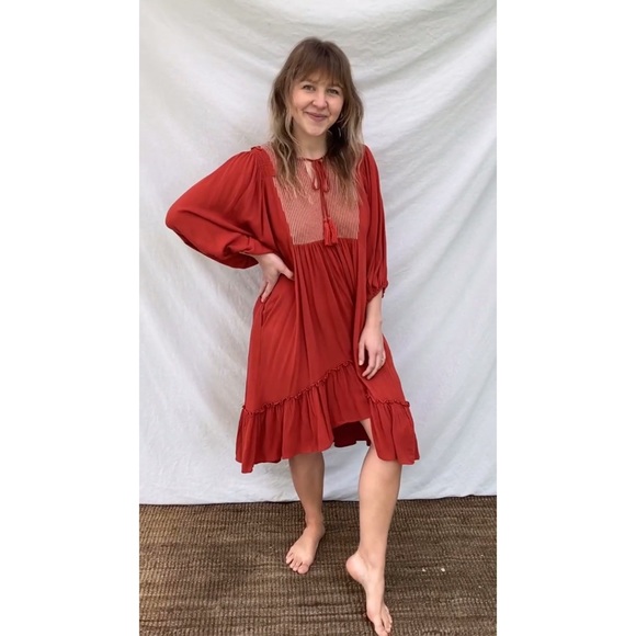 Boho Peasant High low Ruffle midi dress - Picture 16 of 16